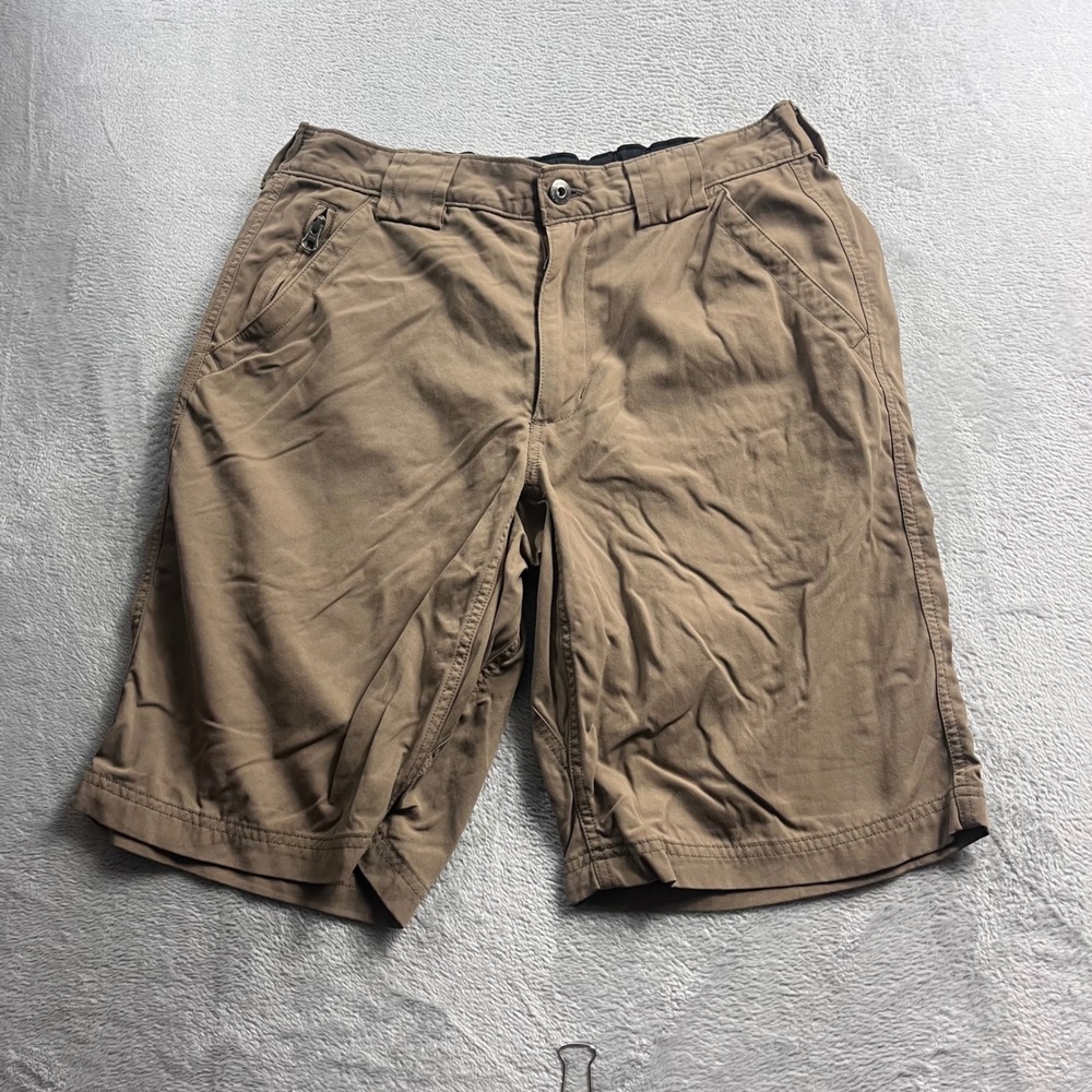 Duluth Trading Co Mens Dry on the Fly 11" Shorts Khaki Brown Nylon Size M 84516